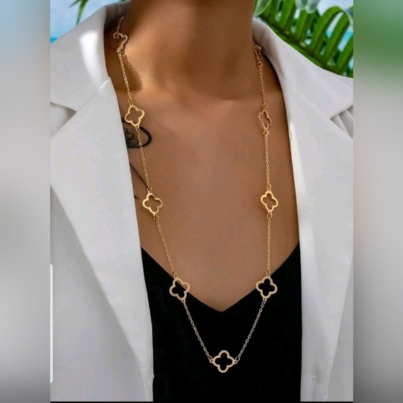 Jewelry - Four Leaf Clover Gold  Long  Necklace